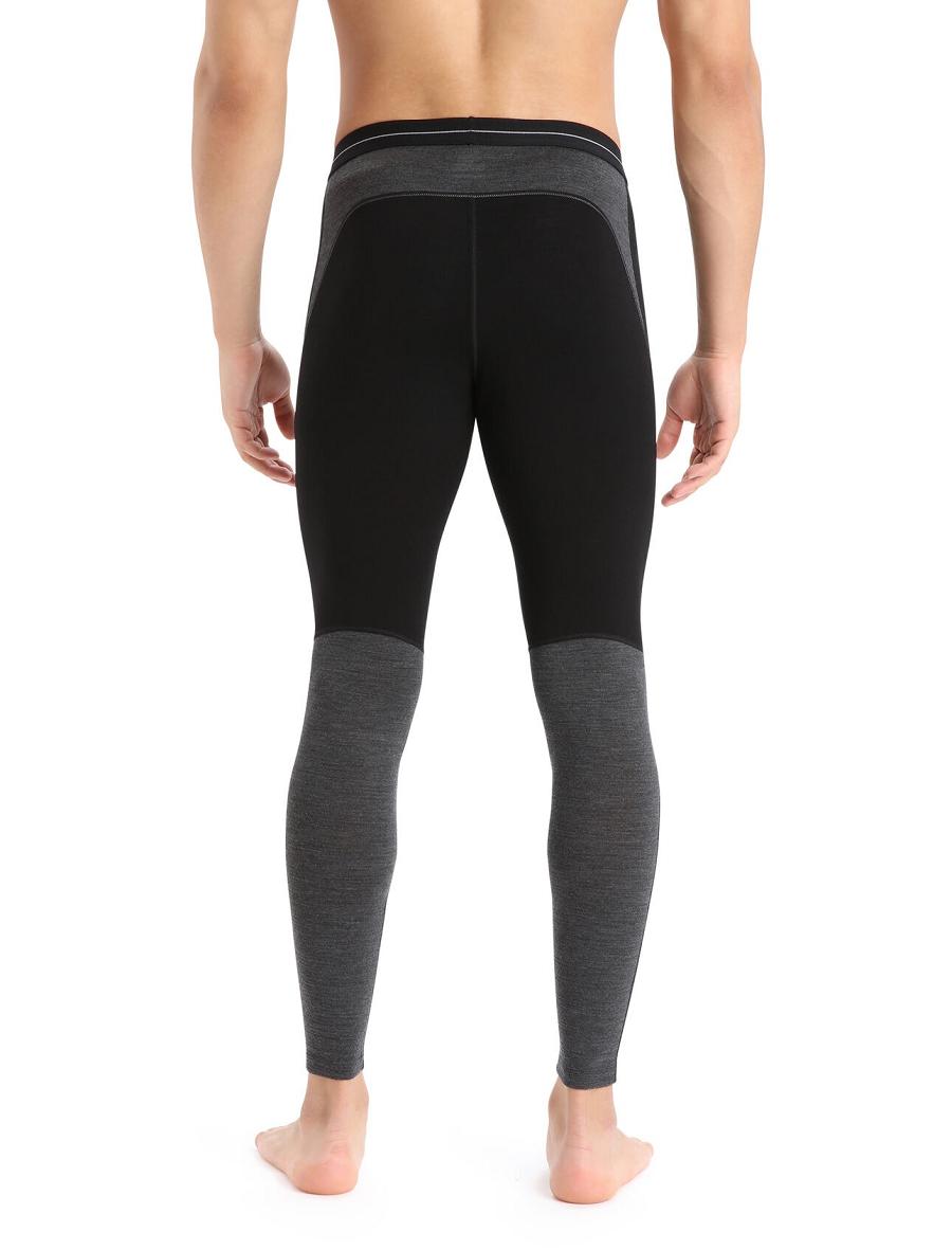 Men's Icebreaker 200 ZoneKnit™ Merino Leggings Base Layers Black / Jet Heather | CA 1606CTVE